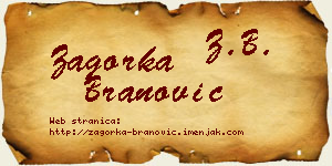 Zagorka Branović vizit kartica